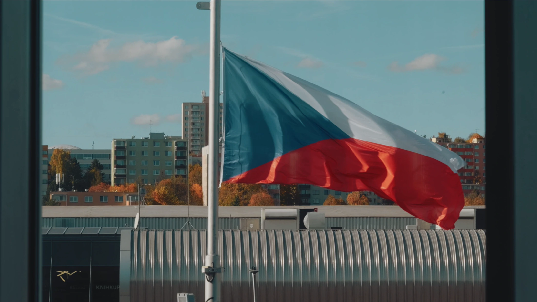 Brno research campus and Czech flag