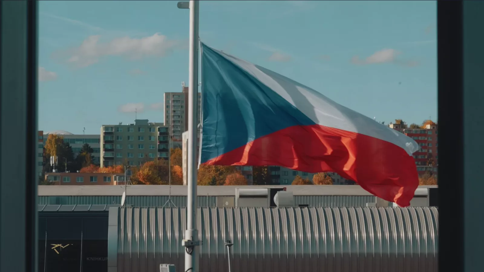 Brno research campus and Czech flag